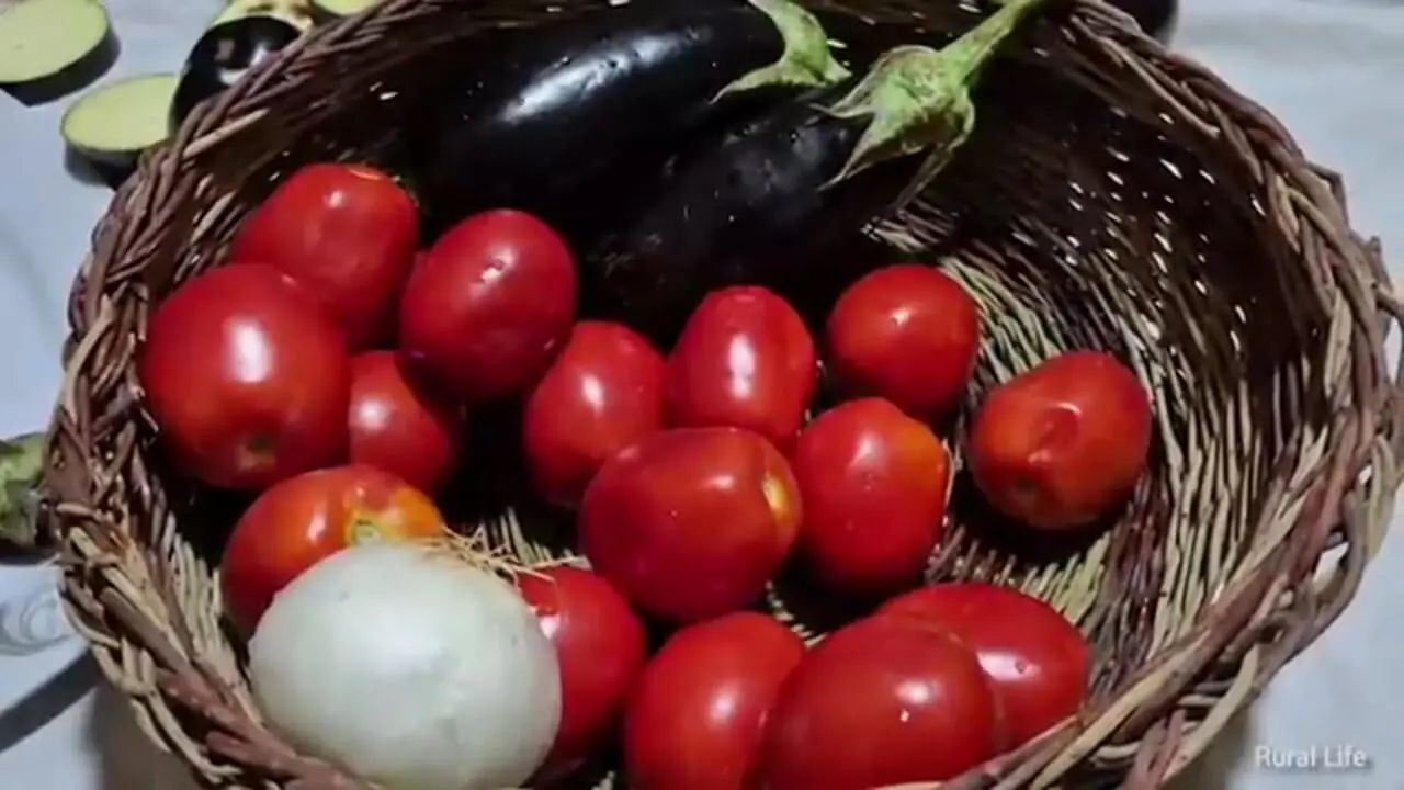 ببینید؛ غذای روستایی در ایران؛ پخت نان سنتی و خوراک گوجه و بادمجان توسط زوج روستایی