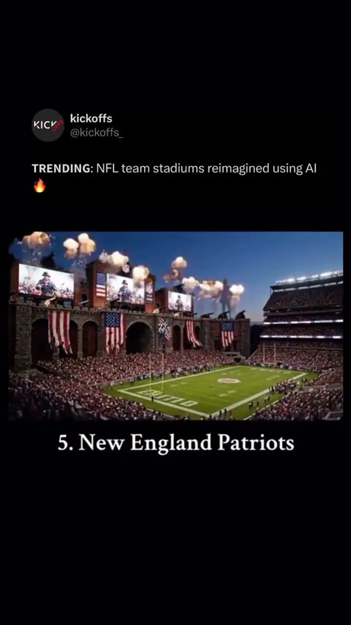 ببینید؛ طراحی عجیب و شگفت‌انگیز ۳۲ استادیوم NFL با الهام از نام تیم‌ها توسط هوش مصنوعی