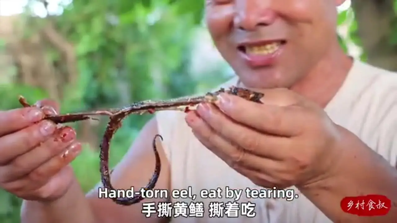 غذای روستایی در چین؛ کباب مارماهی و سبزیجات