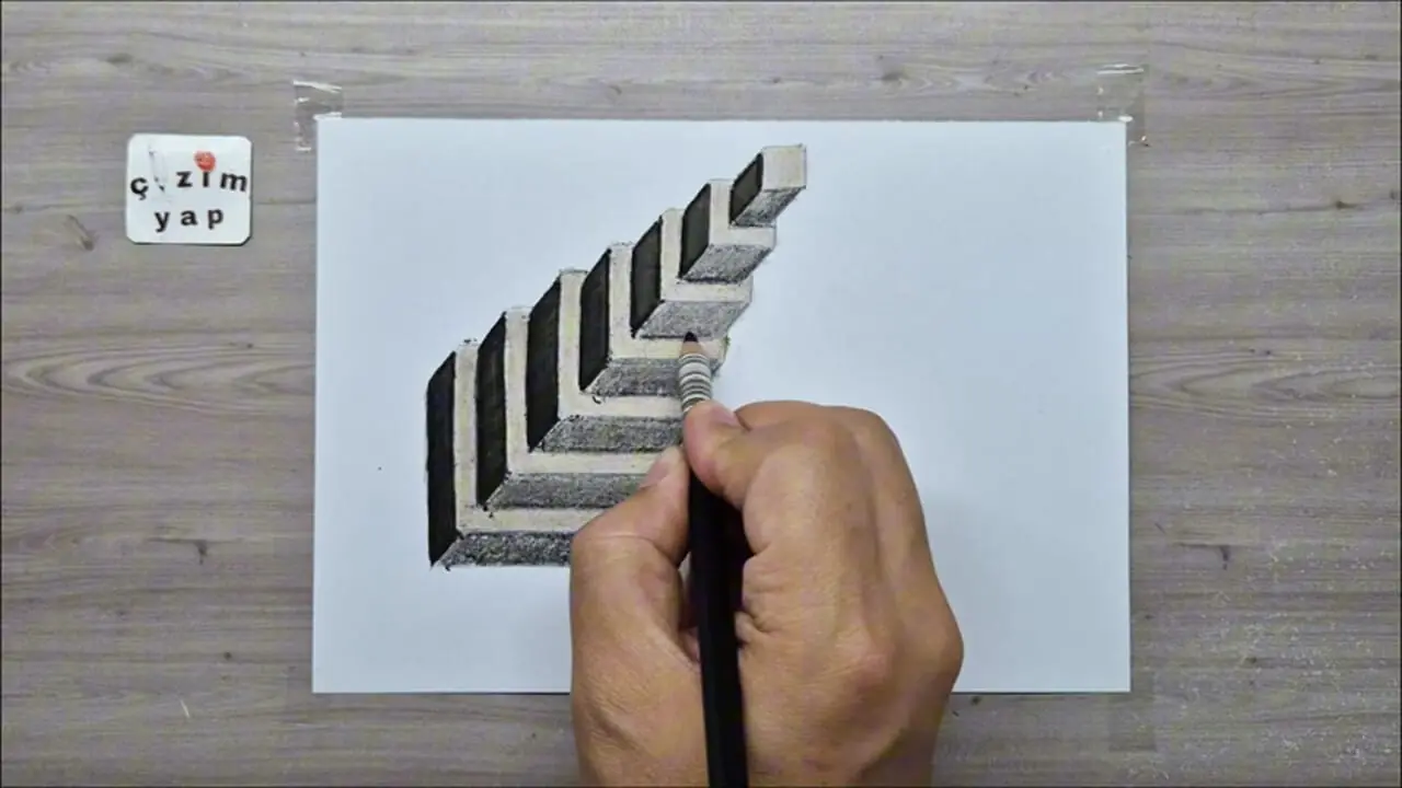 به همین سادگی یک نقاشی 3 بعدی از هرم پلکانی مایاها بکشید!