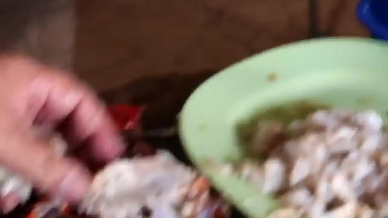 غذای خیابانی در اندونزی؛ پخت یک غذای محبوب با خرچنگ و برنج در مانادو