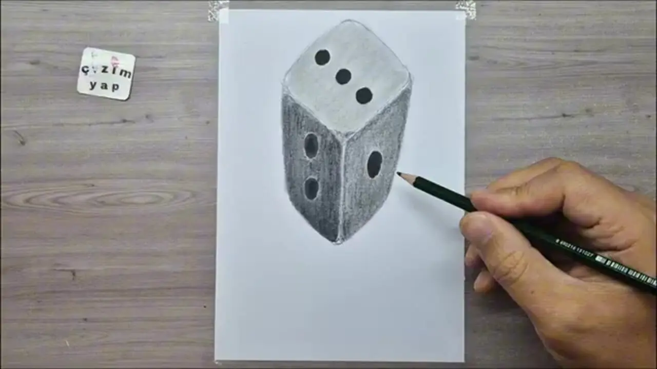 ببینید| مراحل کشیدن یک نقاشی 3 بعدی حیرت انگیز از یک تاس