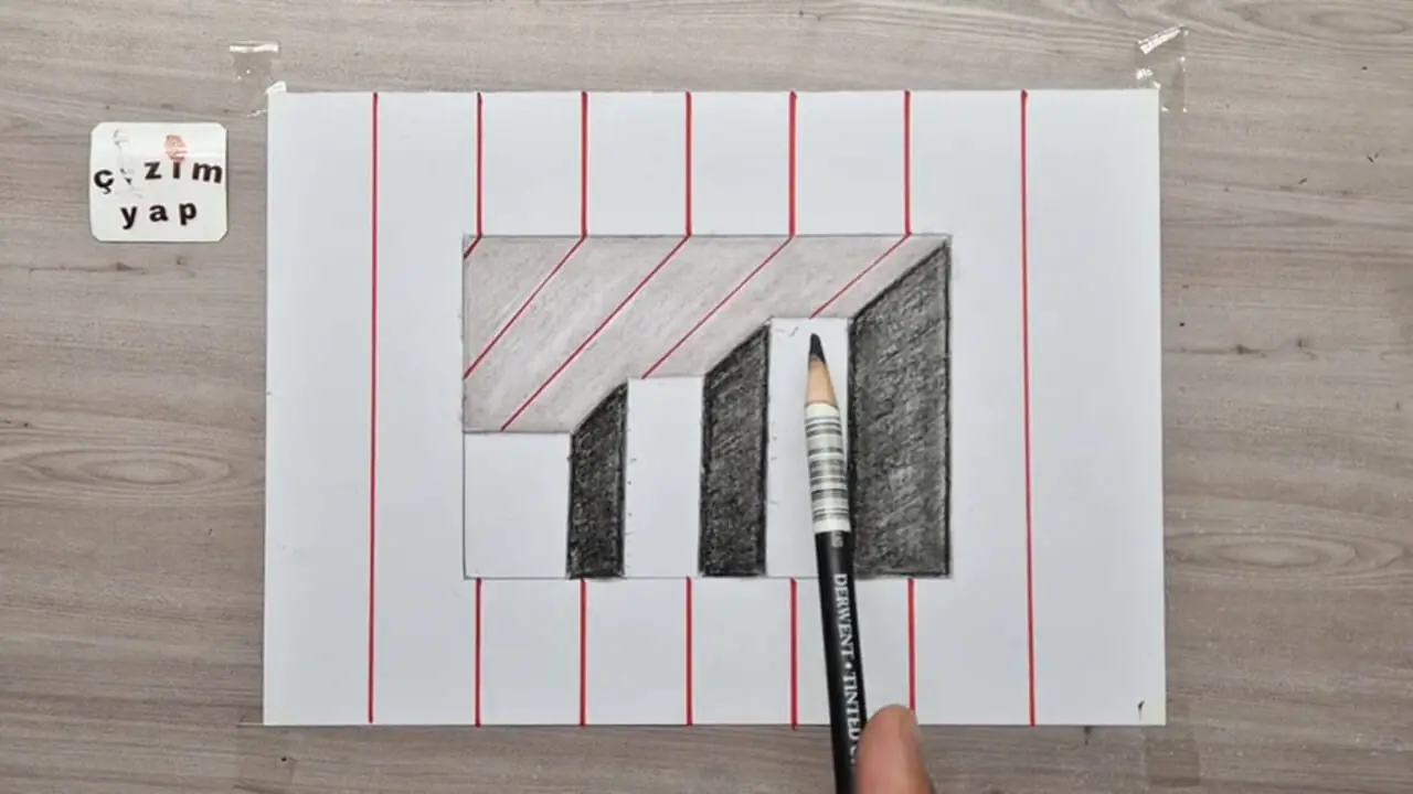 ببینید| به همین سادگی یک نقاشی 3 بعدی شگفت انگیز از راه پله بکشید!