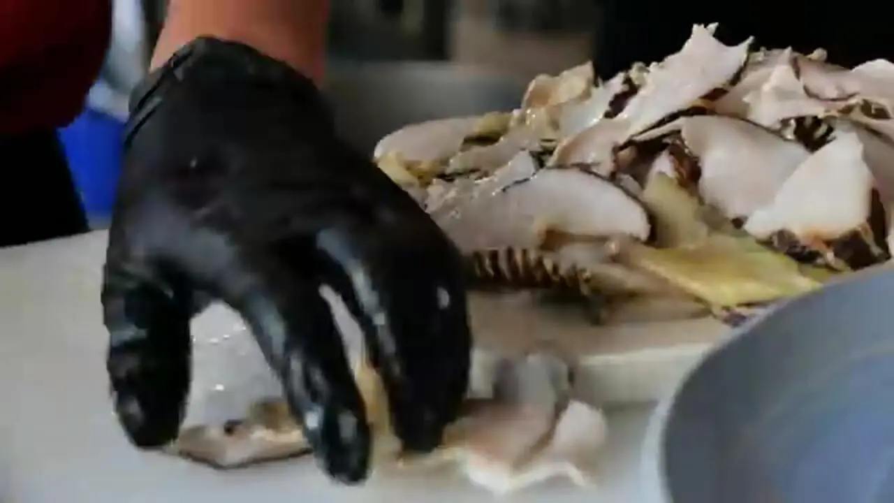 غذای خیابانی در ویتنام؛ پخت غذا با حلزون دریایی غول پیکر در هانوی