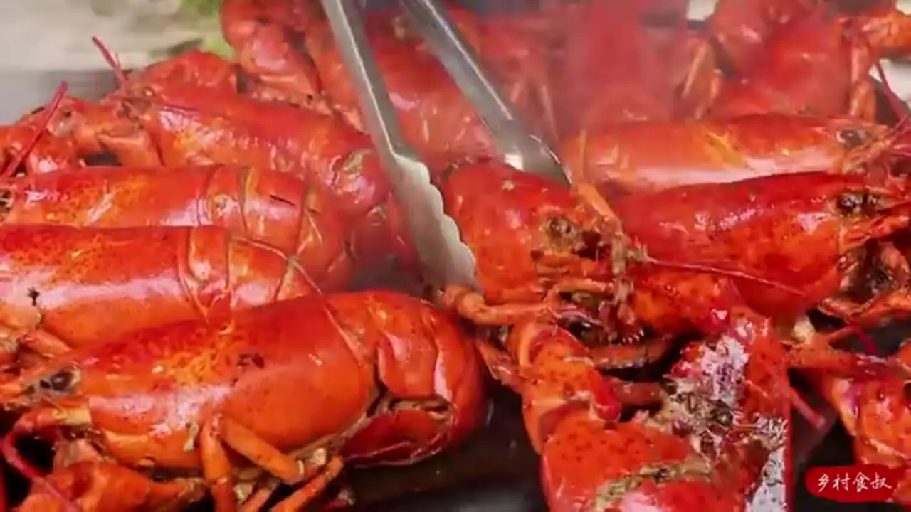 ببینید| غذای روستایی در چین؛ پخت لابستر بزرگ با 13 نوع ادویه در روستا