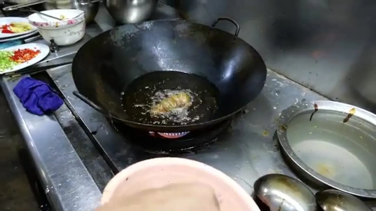 ببینید| غذای خیابانی در چین؛ پخت یک غذای خاصی با مار و کبوتر در پکن