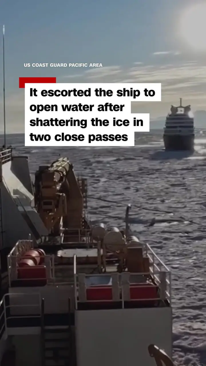 ببینید| لحظه شکستن یخ‌های قطب جنوب توسط یخ‌شکن گارد ساحلی آمریکا