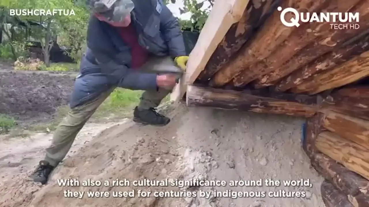 فرآیند ساخت یک کلبه چوبی دو طبقه در زیر زمین به روش معمار آلمانی