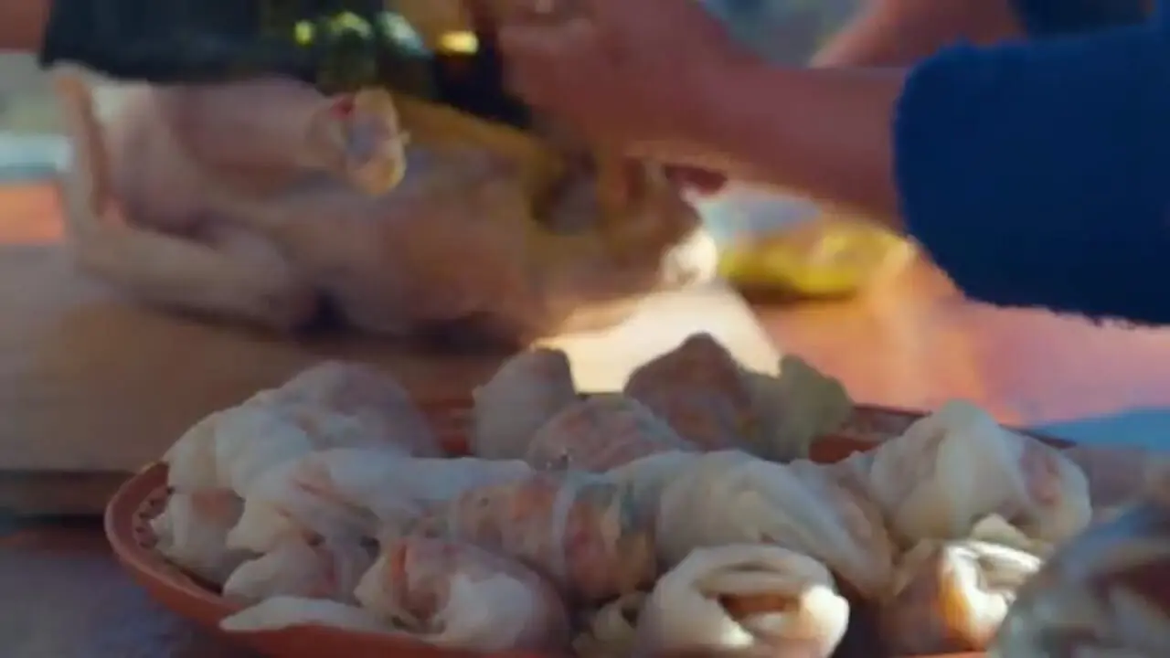 غذای روستایی در آذربایجان؛ کباب بوقلمون پر شده با دلمه در تنور