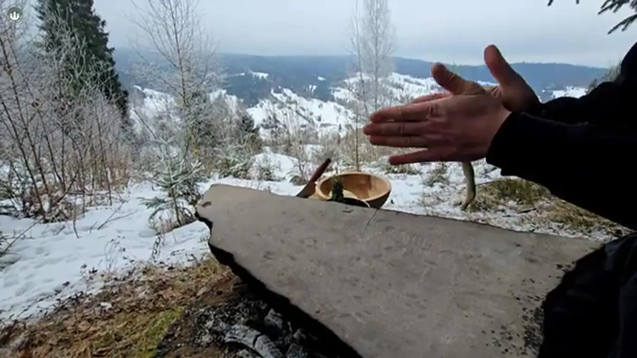 غذای روستایی در لهستان؛ پخت استیک و تخم مرغ روی سنگ داغ در کوه های برفی