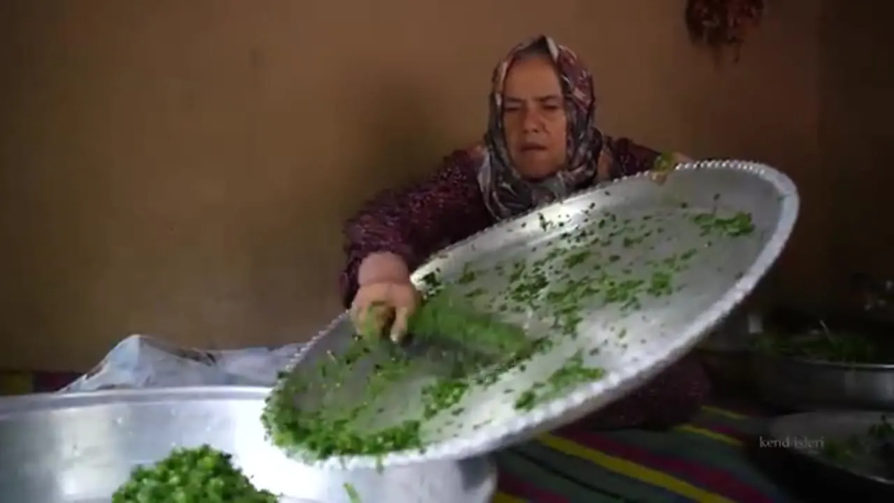 ببینید| غذای روستایی در ایران؛ پخت قرمه سبزی با گوشت مرغ در روستایی کوهستانی