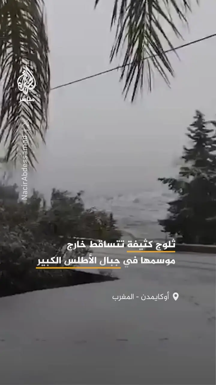 ببینید| بارش غیرمعمول برف در مراکش