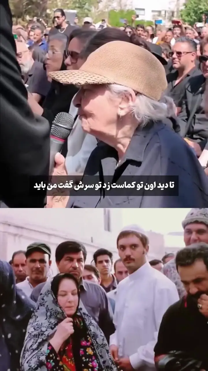 چهره روز؛ گریه ها و صحبت های «مینا جعفرزاده» در مراسم تشییع اکبر عبدی