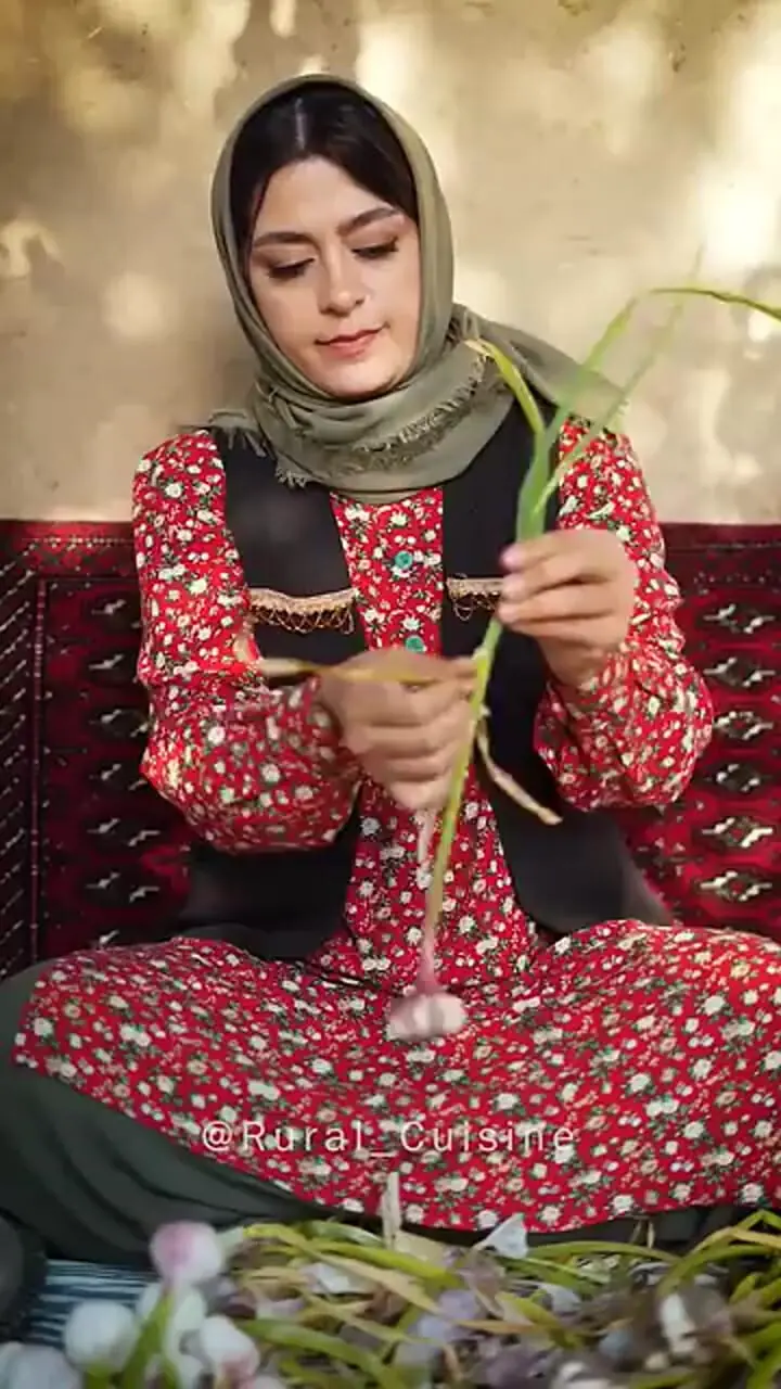ببینید| غذای روستایی در ایران؛ برداشت سیر تازه از مزرعه و تهیه ترشی با آن