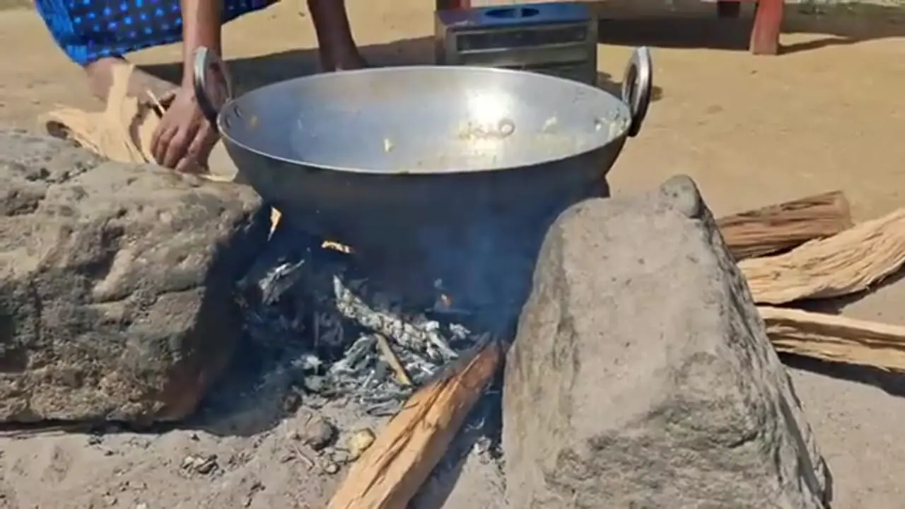 غذای روستایی در آفریقای جنوبی؛ پخت یک خوراک محلی با کلم، برنج و تخم مرغ