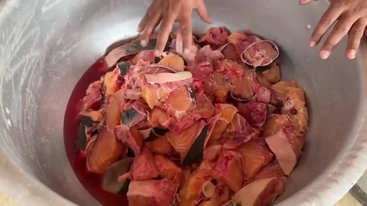 غذای روستایی در پاکستان؛ پخت گربه ماهی غول پیکر توسط آشپزی ماهر